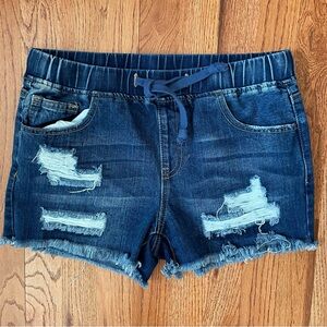 EUC YMI Dream Shorts in Blue. Size Small. Drawstring & Distressed.
